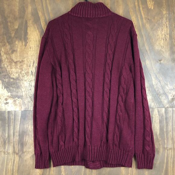 Paul Jones Mens Sweater Burgundy Full Button Knit Cabincore Stylish Large - Picture 9 of 10